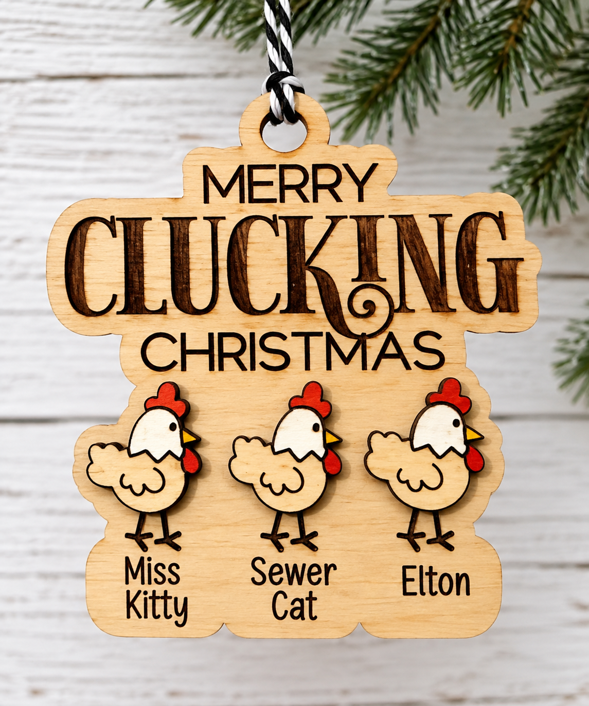 Merry Clucking Christmas Family Ornament