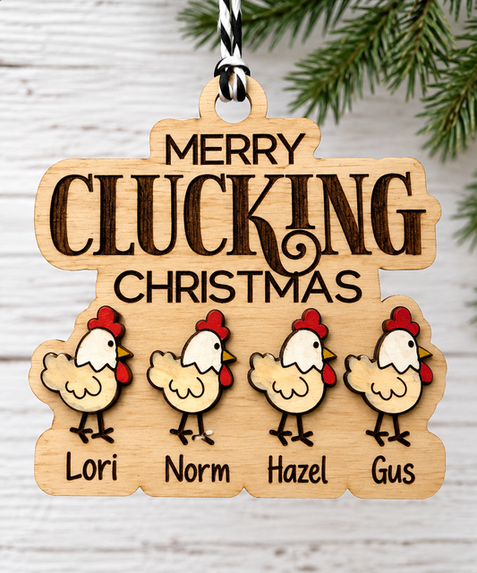 Merry Clucking Christmas Family Ornament