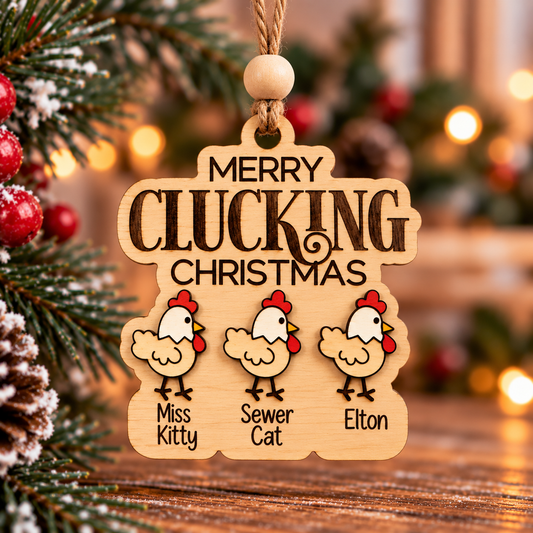 Merry Clucking Christmas Family Ornament